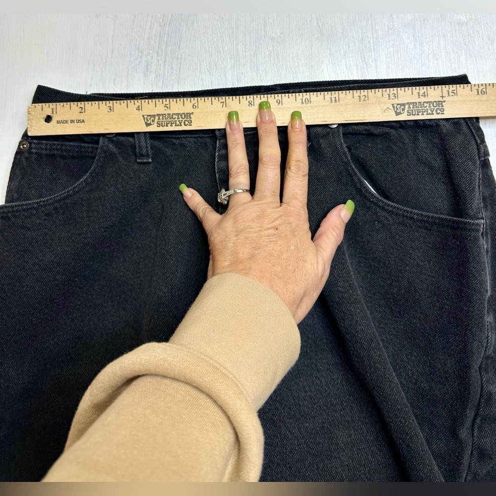 Vintage Wrangler Blues 100%Cotton Black Jeans 16 x 32 USA High Rise Straight Leg - Picture 4 of 10